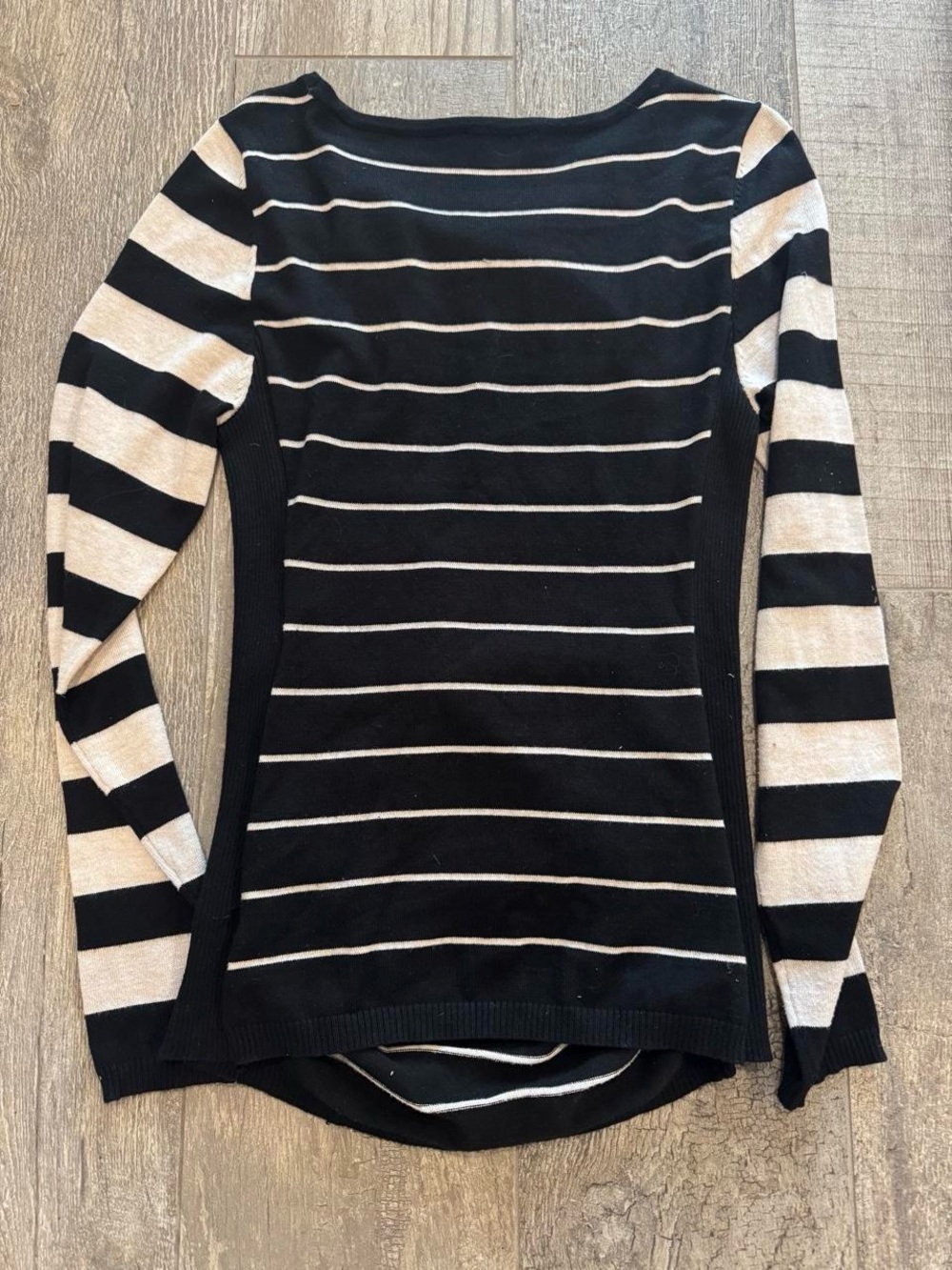 The Limited Black and Cream Striped Long Sleeve Top
